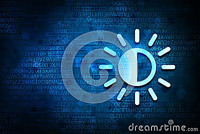 Screen brightness sun icon abstract blue background illustration design Cartoon Illustration