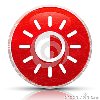 Screen brightness sun icon metallic grunge abstract red round button illustration Cartoon Illustration