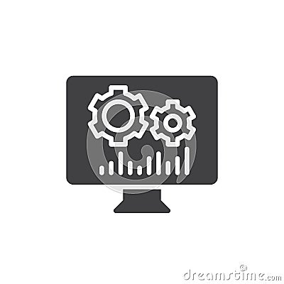 Screen with cogwheels icon vector Vector Illustration