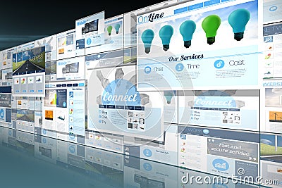 Screen collage showing business advertisement Stock Photo