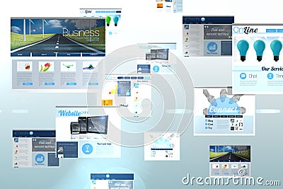 Screen collage showing business advertisement Stock Photo