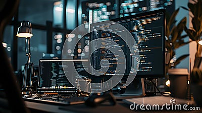 A screen displaying an AI code assistant Stock Photo