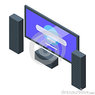 Screen home theater icon isometric vector. Sound player Vector Illustration