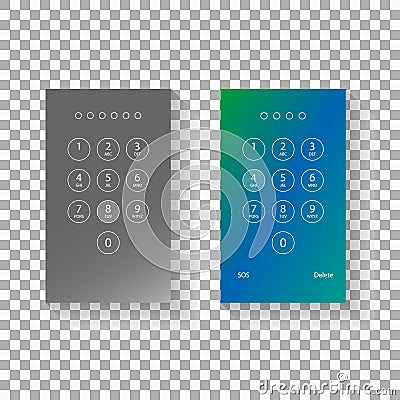 Screen lock authentication password smartphone background template. Vector phone ID recognition screenlock password or lockscreen Vector Illustration