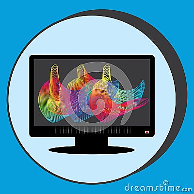 Screen monitor for computer in the circuit Vector Illustration