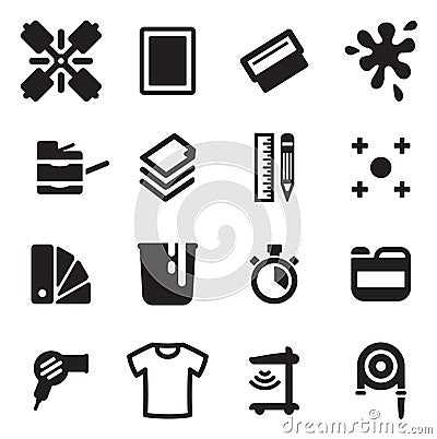 Screen Printing Icons Vector Illustration