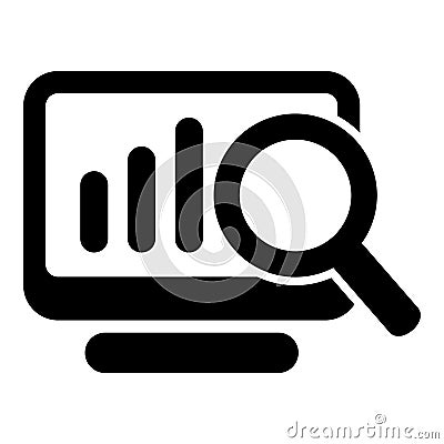 Screen with report icon, online monitoring concept, statistics icon. Online search icon. Vector Illustration
