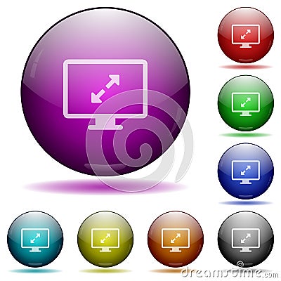 Screen resolution glass sphere buttons Stock Photo