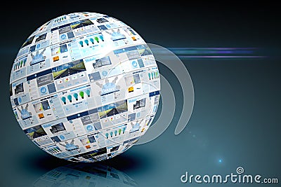 Screen sphere showing business advertisement Stock Photo