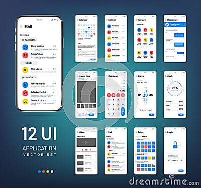 Screen wireframes. Mobile interface app wireframe kit. Ui vector templates Vector Illustration