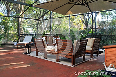 Screened-in patio in Florida Stock Photo