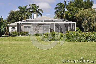 Screened patio in Naples Florida Stock Photo