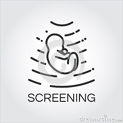 Screening baby in womb. Icon drawn in outline style Vector Illustration