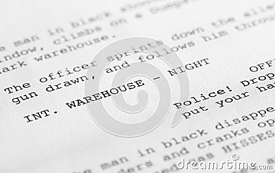 Screenplay close-up 2 (generic film text written by photographer Stock Photo