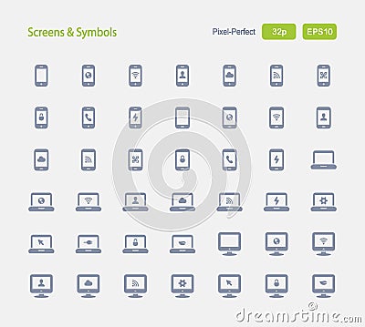 Screens & Symbols - Granite Icons Vector Illustration