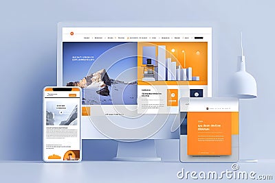 A screenshot of a website with adaptive elements, showing how content adjusts and rearranges for mobile and desktop views Stock Photo