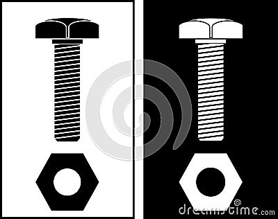 Screw, black and white Vector Illustration