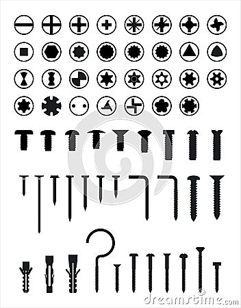 and Bolt vector set Vector Illustration