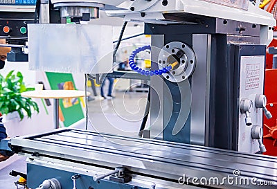 Screw-cutting lathe with digital readout device Stock Photo