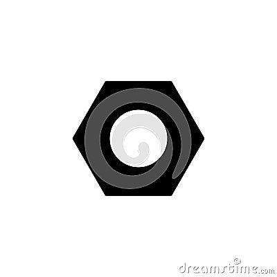 and hex nut solid icon, build repair Vector Illustration