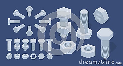 Screw-nuts and bolts Vector Illustration