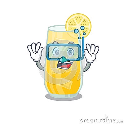 Screwdriver cocktail mascot design swims with diving glasses Vector Illustration