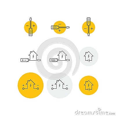 Screwdriver and home icons Vector Illustration