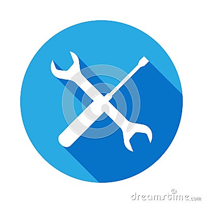 screwdriver spanner icon with long shadow. Elements of constraction icon with long shadow. Signs and symbols collection icon with Stock Photo