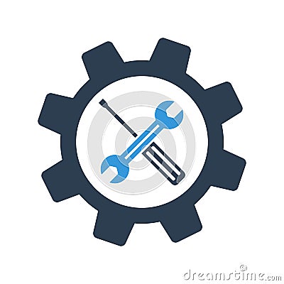Screwdriver and spanner. Service icon. Wrench key with cog wheel gear sign Vector Illustration