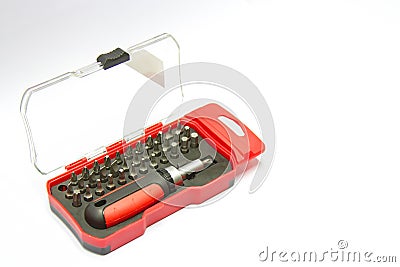 Screwdriver tool box set of Red box Stock Photo