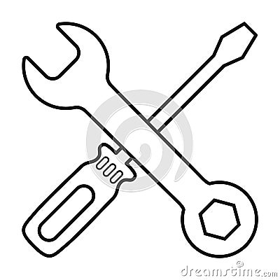 Screwdriver and wrench icon in flat style isolated on white background. Fix symbol for your web site design, logo, app, UI etc Vector Illustration