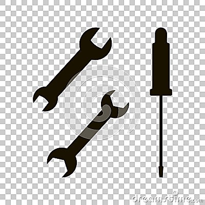 Screwdriver and Wrench icon. Vector Illustration