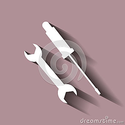 Screwdriver and Wrench icon. Vector icon Vector Illustration