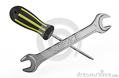 Screwdriver and wrench, repair and service concept 2 Stock Photo