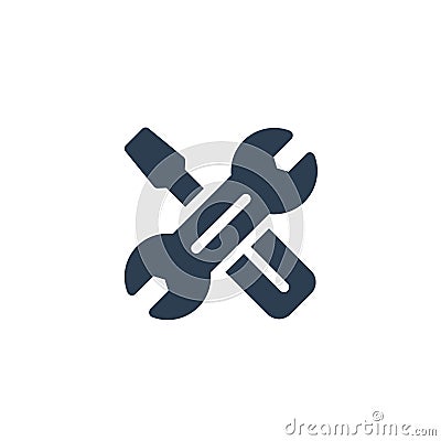 screwdriver, wrench tool, setup, settings solid flat icon. vector illustration Vector Illustration