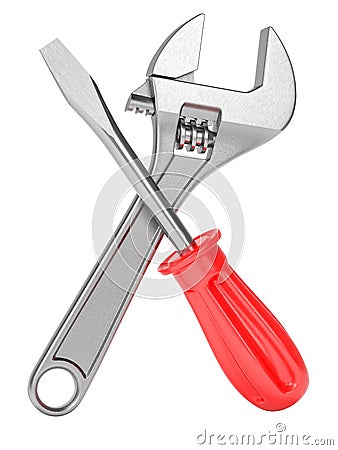 Screwdriver, wrench tools. Service icon Stock Photo