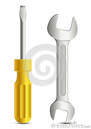 Screwdriver and wrench Vector Illustration