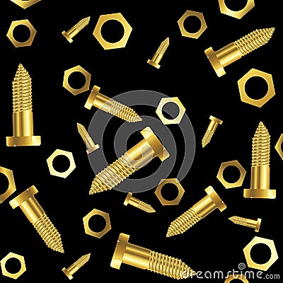 Screws and nuts over black background Vector Illustration