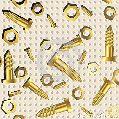 Screws and nuts over metallic texture Vector Illustration