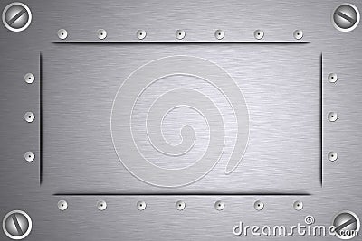 Screws and rivets in steel Stock Photo