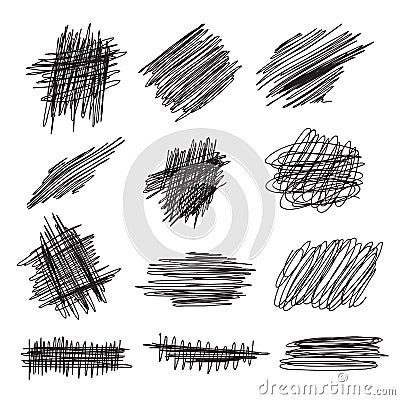 Scribble brush strokes set Vector Illustration