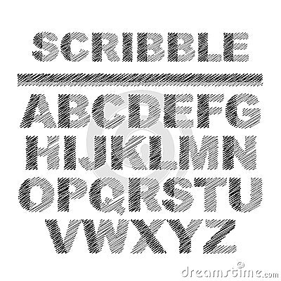 Scribble font, alphabet. Vector Vector Illustration