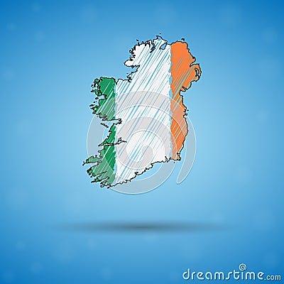 Scribble map of Ireland. Sketch Country map for infographic, brochures and presentations, Stylized sketch map of Ireland Vector Illustration