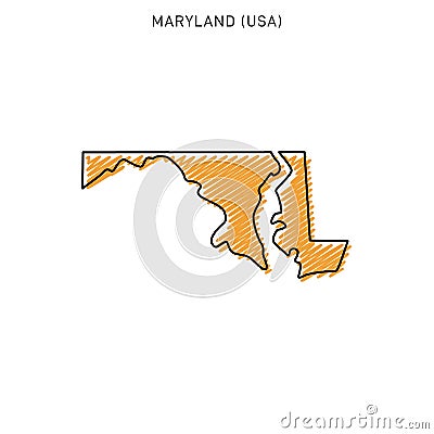 Scribble Map of Maryland Vector Design Template. Vector Illustration