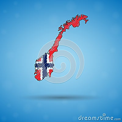 Scribble map of Norway. Sketch Country map for infographic, brochures and presentations, Stylized sketch map of Norway Vector Illustration