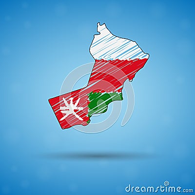 Scribble map of Oman. Sketch Country map for infographic, brochures and presentations, Stylized sketch map of Oman Vector Illustration