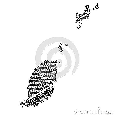 Scribble style Grenada map design Vector Illustration