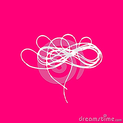 Scribble tangled threads. Love bird nest, cloud for Valentines day. Outline abstract sketch. Chaotic doodle shape. EPS10 Vector Illustration