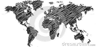 Scribble world map. Vector Illustration