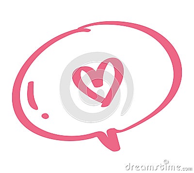 scribbled heart love bubble Vector Illustration